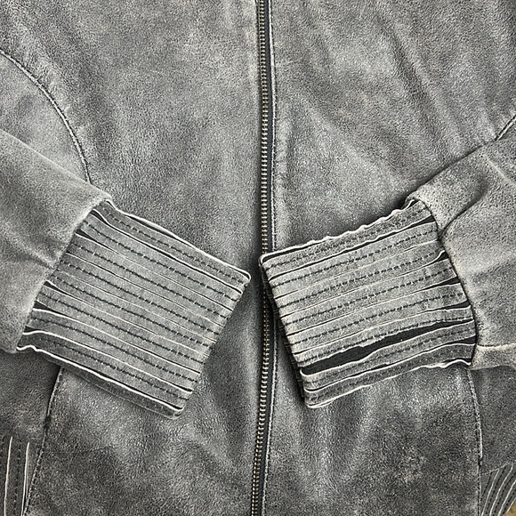 Vintage Cigno Nero Leather Suede Zip Up Jacket Gray Size Small - Picture 15 of 15